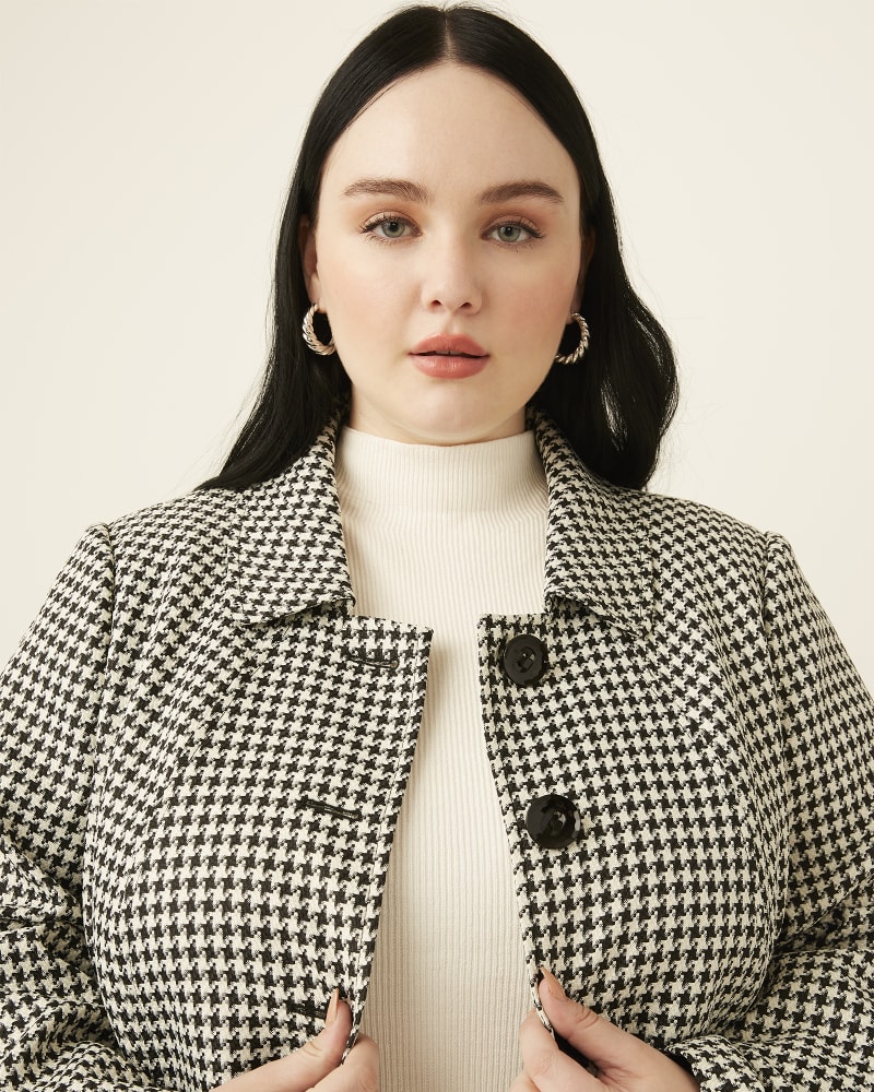 Nerea Plus Size Houndstooth Coat White Black